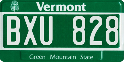 VT license plate BXU828