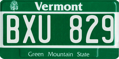 VT license plate BXU829