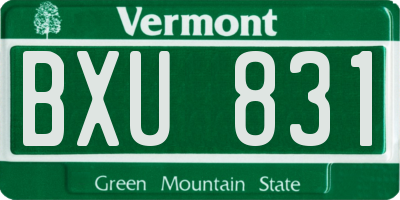 VT license plate BXU831