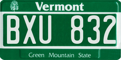 VT license plate BXU832