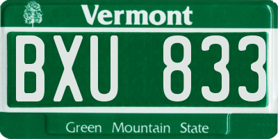 VT license plate BXU833