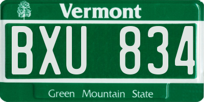 VT license plate BXU834