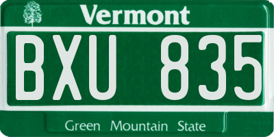 VT license plate BXU835