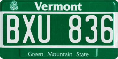 VT license plate BXU836