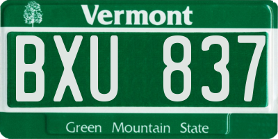 VT license plate BXU837