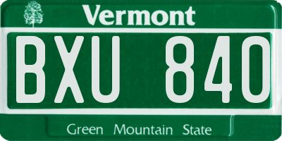 VT license plate BXU840