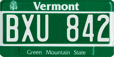 VT license plate BXU842