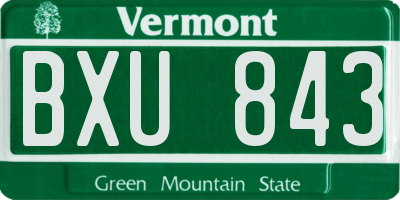 VT license plate BXU843