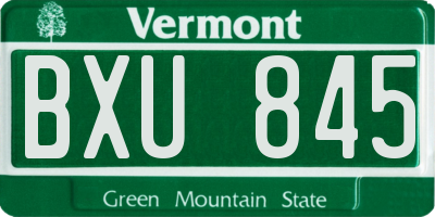 VT license plate BXU845