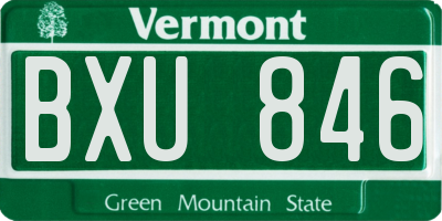 VT license plate BXU846