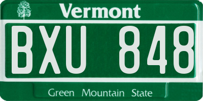 VT license plate BXU848