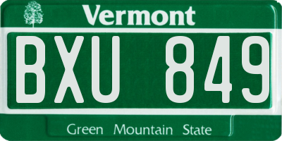 VT license plate BXU849
