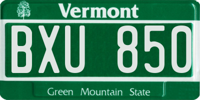 VT license plate BXU850