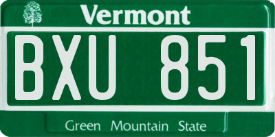 VT license plate BXU851