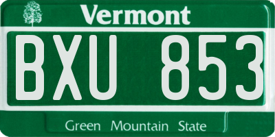 VT license plate BXU853