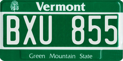 VT license plate BXU855
