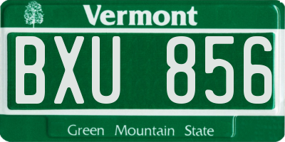 VT license plate BXU856
