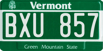 VT license plate BXU857