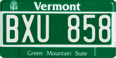 VT license plate BXU858
