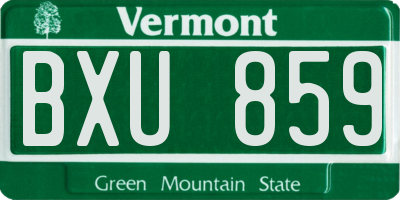 VT license plate BXU859