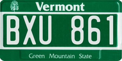 VT license plate BXU861
