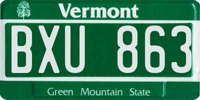 VT license plate BXU863