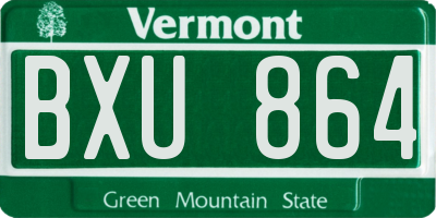 VT license plate BXU864