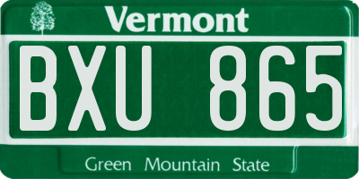 VT license plate BXU865