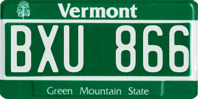 VT license plate BXU866