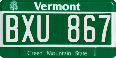 VT license plate BXU867