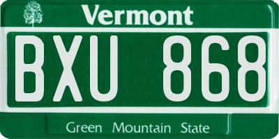 VT license plate BXU868