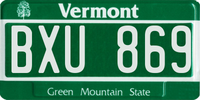 VT license plate BXU869