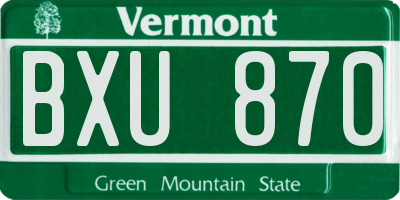 VT license plate BXU870