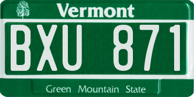 VT license plate BXU871