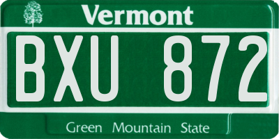 VT license plate BXU872