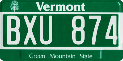 VT license plate BXU874