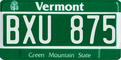 VT license plate BXU875