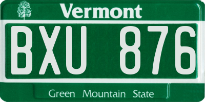 VT license plate BXU876
