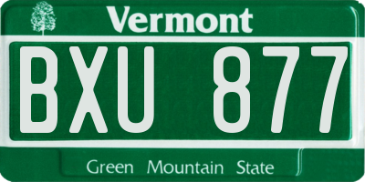 VT license plate BXU877