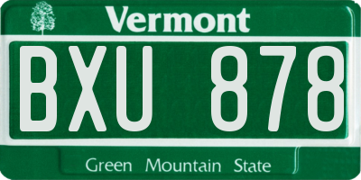 VT license plate BXU878