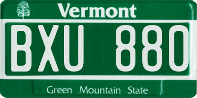 VT license plate BXU880