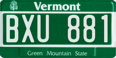 VT license plate BXU881