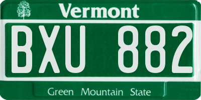 VT license plate BXU882