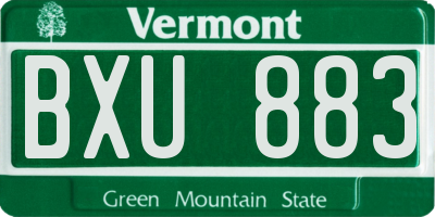 VT license plate BXU883