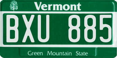 VT license plate BXU885