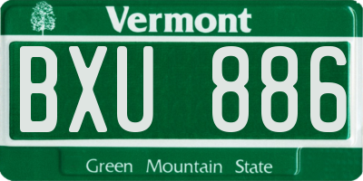 VT license plate BXU886