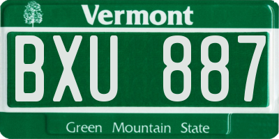 VT license plate BXU887