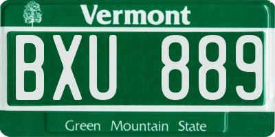 VT license plate BXU889
