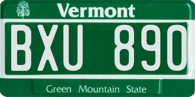 VT license plate BXU890