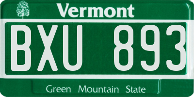 VT license plate BXU893